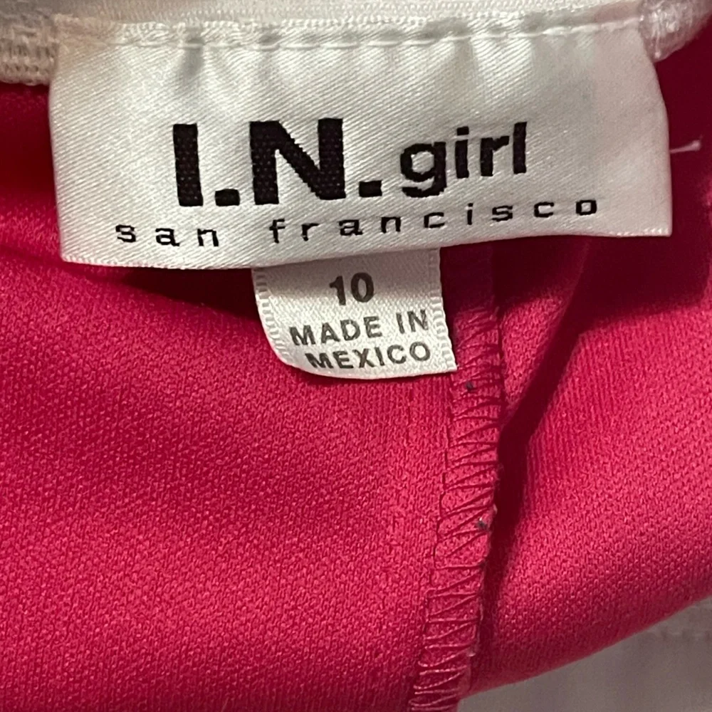 I.N. San Francisco Formal Hot Pink Dress White Straps & Bow Girls Size 10 π - Picture 15 of 16